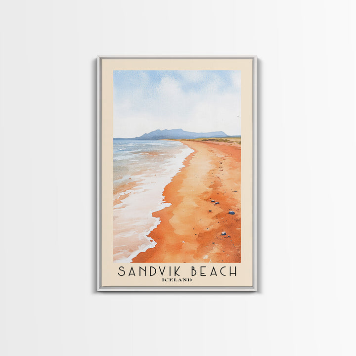 Sandvik Beach, Iceland Watercolor Beach Print, Vacation Gift, Iceland Wall Art, Beach Painting, Beach Decor, Beach Painting