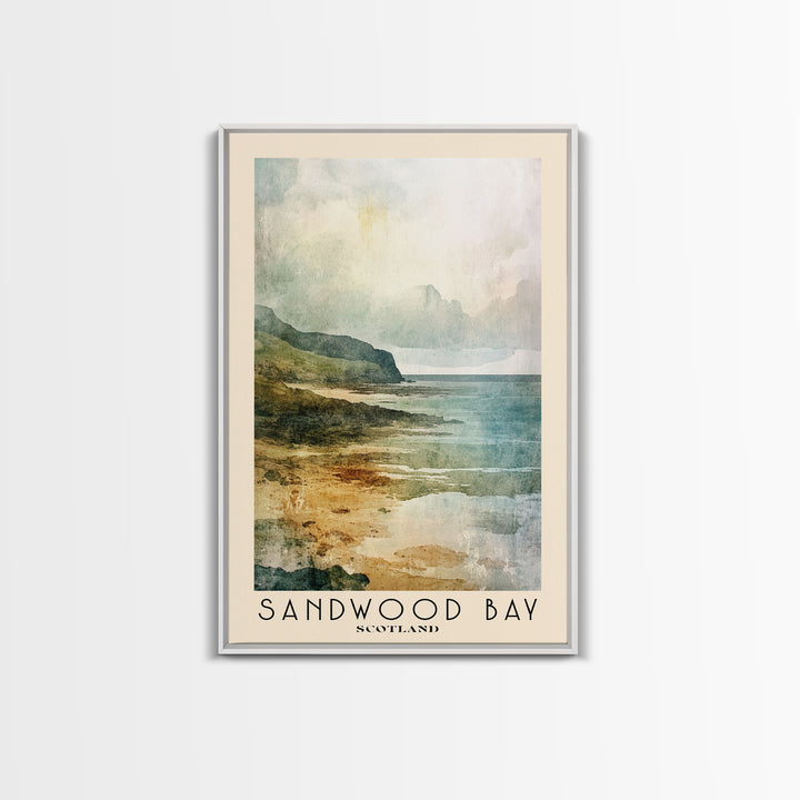 Sandwood Bay, Scotland Watercolor Print, Vacation Gift, Scotland Wall Art, Beach Painting, Beach Decor, Large Wall Art, Wood Frame Art