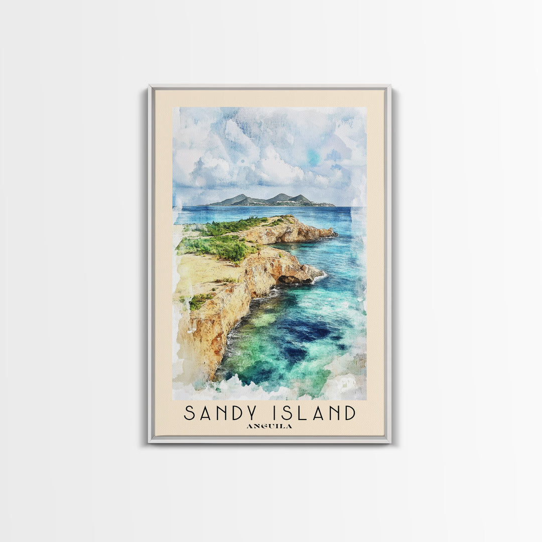 Sandy Island, Anguila Watercolor Print, Vacation Gift, Anguila Wall Art, Vacation Wall Art, Vacatation Memories, Beach Decor, Beach Or Lakehouse Art