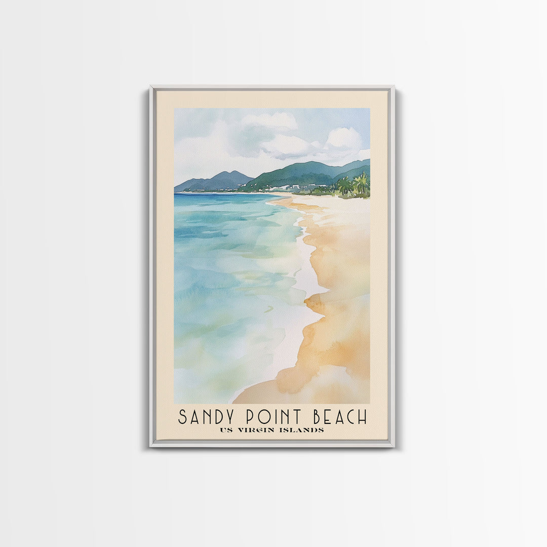 Sandy Point Beach, US Virgin islands Watercolor Print, Vacation Gift, US Virgin islands Wall Art, Beach Painting, Beach Decor, Beach Or Lakehouse Art