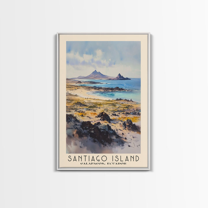 Santiago Island, Galapagos, Ecuador Watercolor Print, Vacation Gift, Galapagos, Ecuador Wall Art, Beach Painting, Beach Decor, Beach Or Lakehouse Art