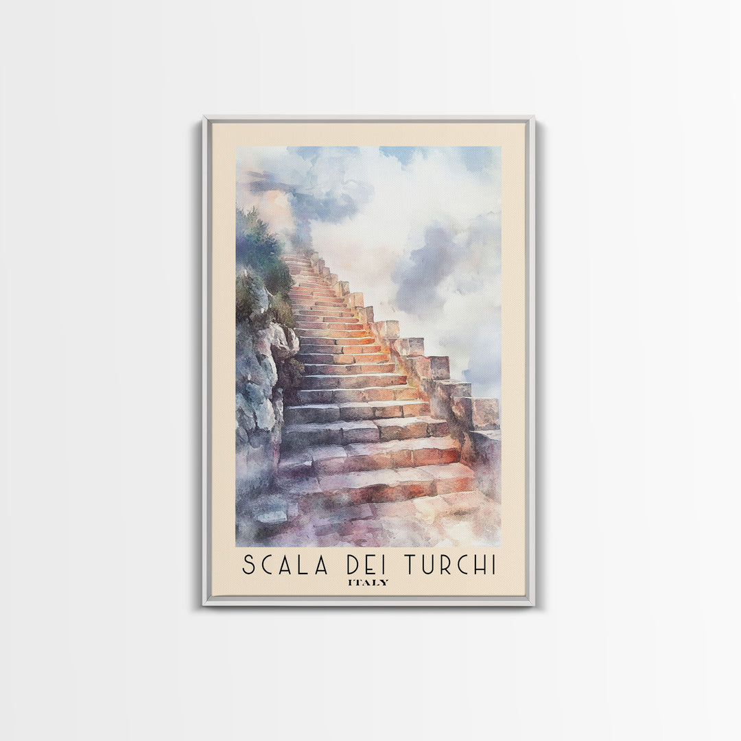 Scala dei Turchi, Italy Watercolor Print, Vacation Gift, Italy Wall Art, Vacation Wall Art, Vacatation Memories, Beach Decor, Beach Or Lakehouse Art