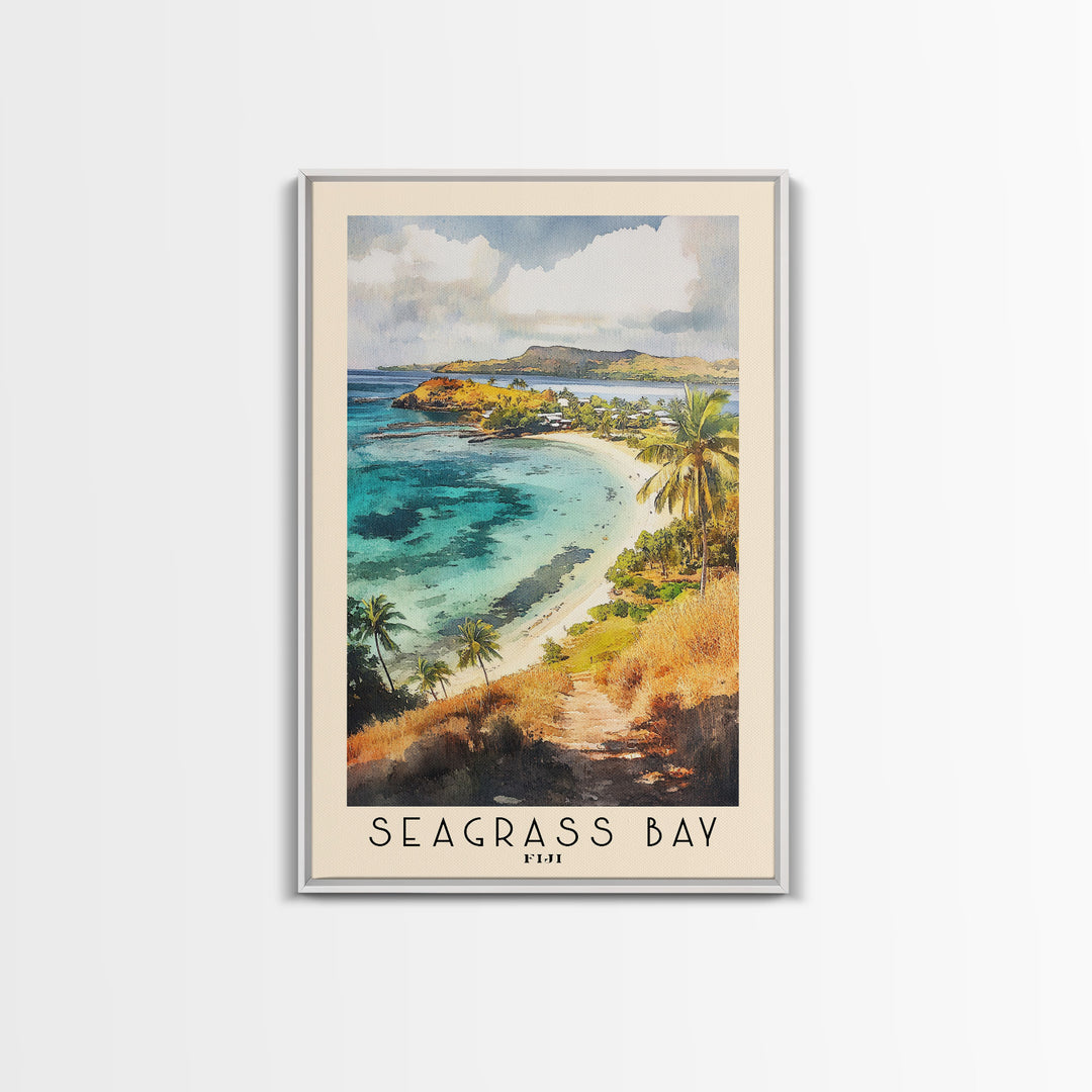 Seagrass Bay, Fiji Watercolor Beach Print, Vacation Gift, Fiji Wall Art, Beach Painting, Beach Decor, Beach Painting