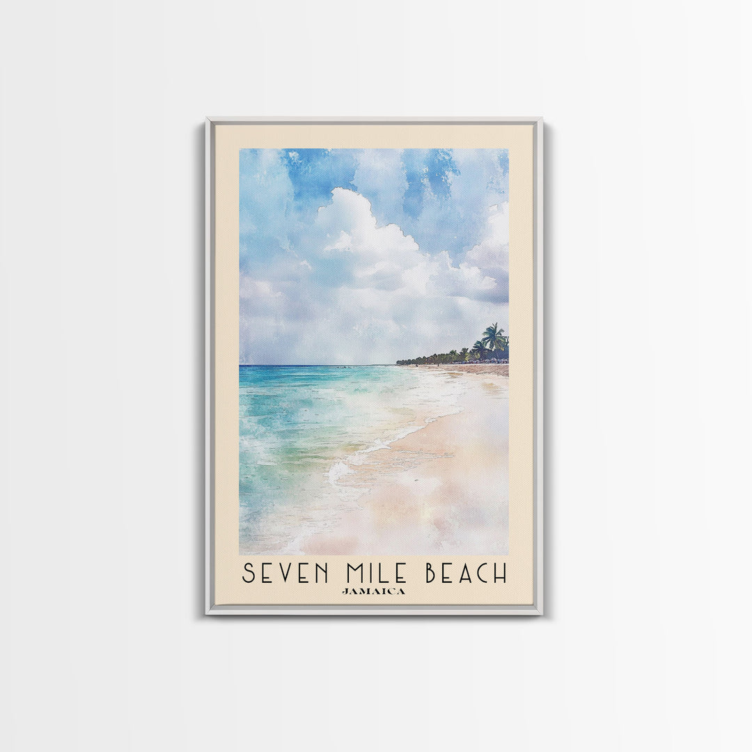 Seven Mile Beach, Jamaica Watercolor Print, Vacation Gift, Jamaica Wall Art, Vacation Wall Art, Vacatation Memories, Beach Decor, Beach Or Lakehouse Art