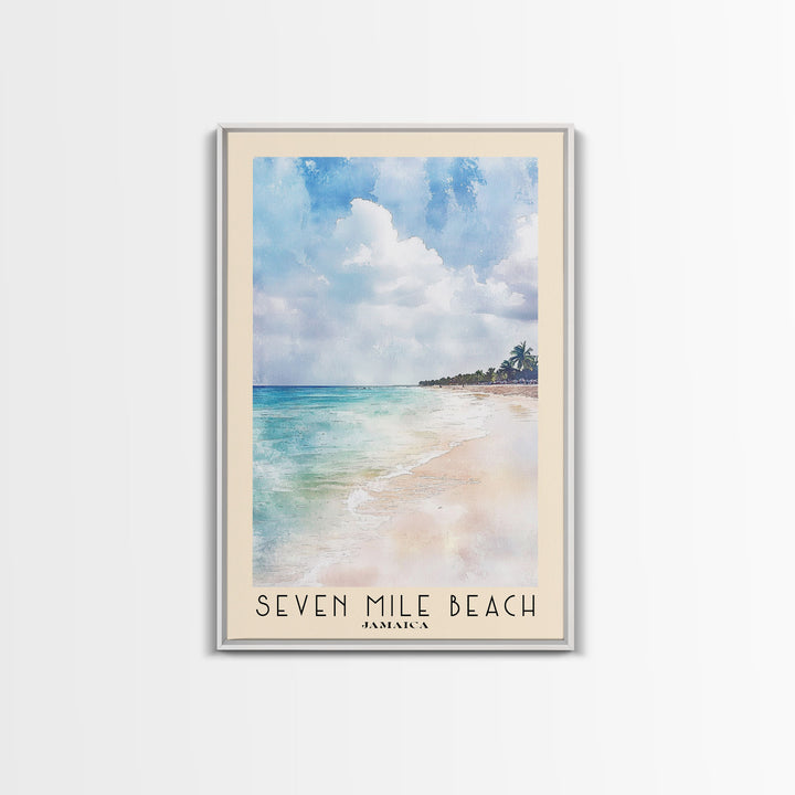 Seven Mile Beach, Jamaica Watercolor Print, Vacation Gift, Jamaica Wall Art, Vacation Wall Art, Vacatation Memories, Beach Decor, Beach Or Lakehouse Art