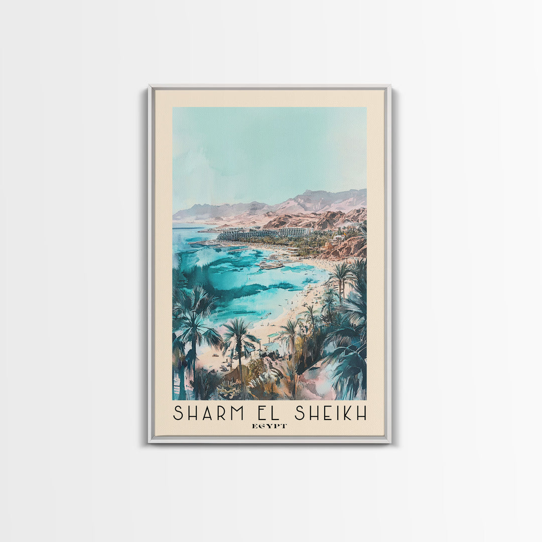 Sharm El Sheikh, Egypt Watercolor Beach Print, Vacation Gift, Egypt Wall Art, Beach Painting, Beach Decor, Beach Painting