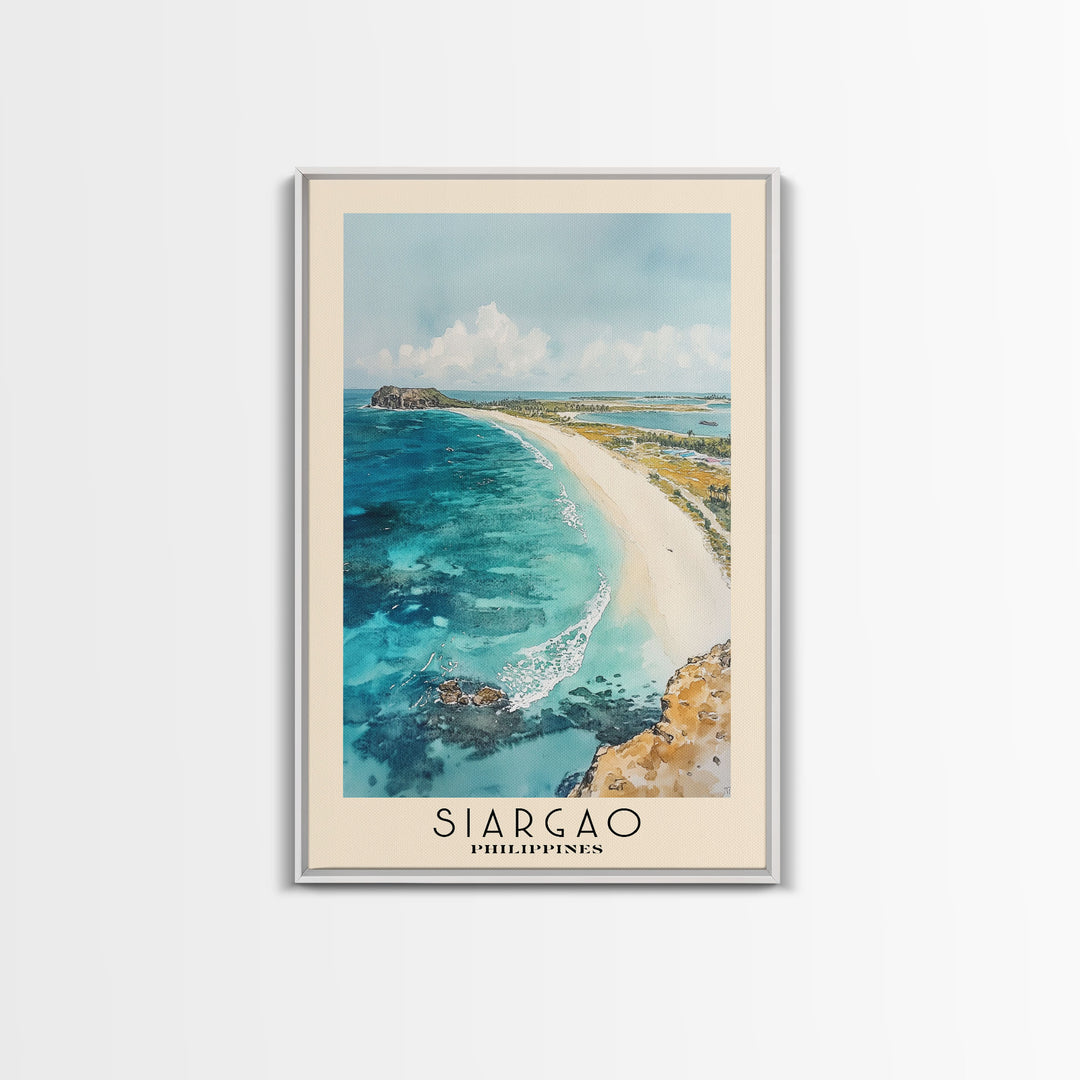 Siargao, Philippines Watercolor Print, Vacation Gift, Philippines Wall Art, Beach Painting, Beach Decor, Large Wall Art, Wood Frame Art