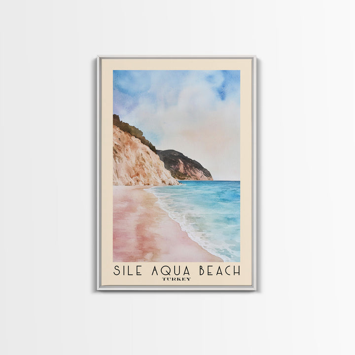 Sile Aqua Beach, Turkey Watercolor Beach Print, Vacation Gift, Turkey Wall Art, Beach Painting, Beach Decor, Beach Painting