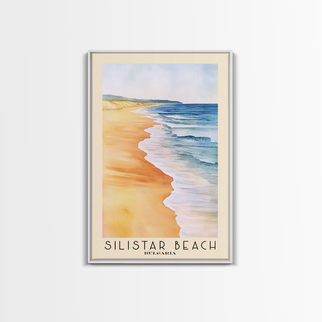 Silistar Beach, Bulgaria Watercolor Beach Print, Vacation Gift, Bulgaria Wall Art, Framed Canvas Print, Framed Beach Painting