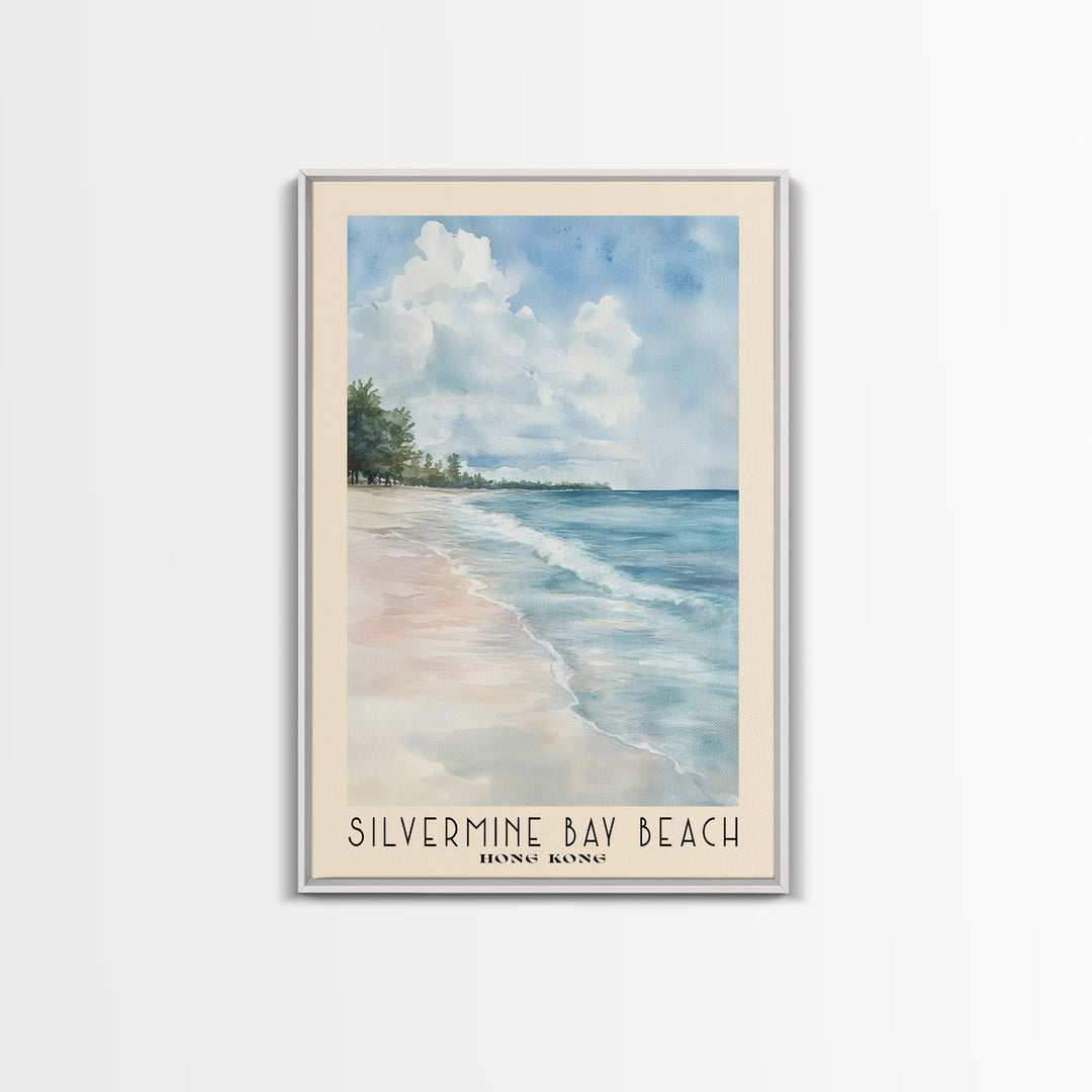 Silvermine Bay Beach, Hong Kong Watercolor Print, Vacation Gift, Hong Kong Wall Art, Beach Painting, Beach Decor, Beach Or Lakehouse Art