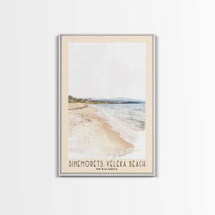 Sinemorets Veleka Beach, Bulgaria Watercolor Print, Vacation Gift, Bulgaria Wall Art, Beach Painting, Beach Decor, Large Wall Art, Wood Frame Art