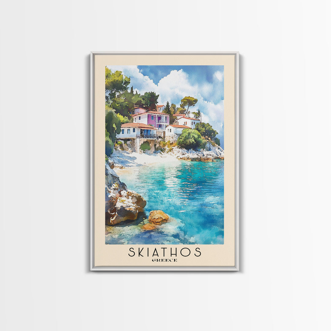 Skiathos, Greece Watercolor Print, Vacation Gift, Greece Wall Art, Beach Painting, Beach Decor, Beach Or Lakehouse Art