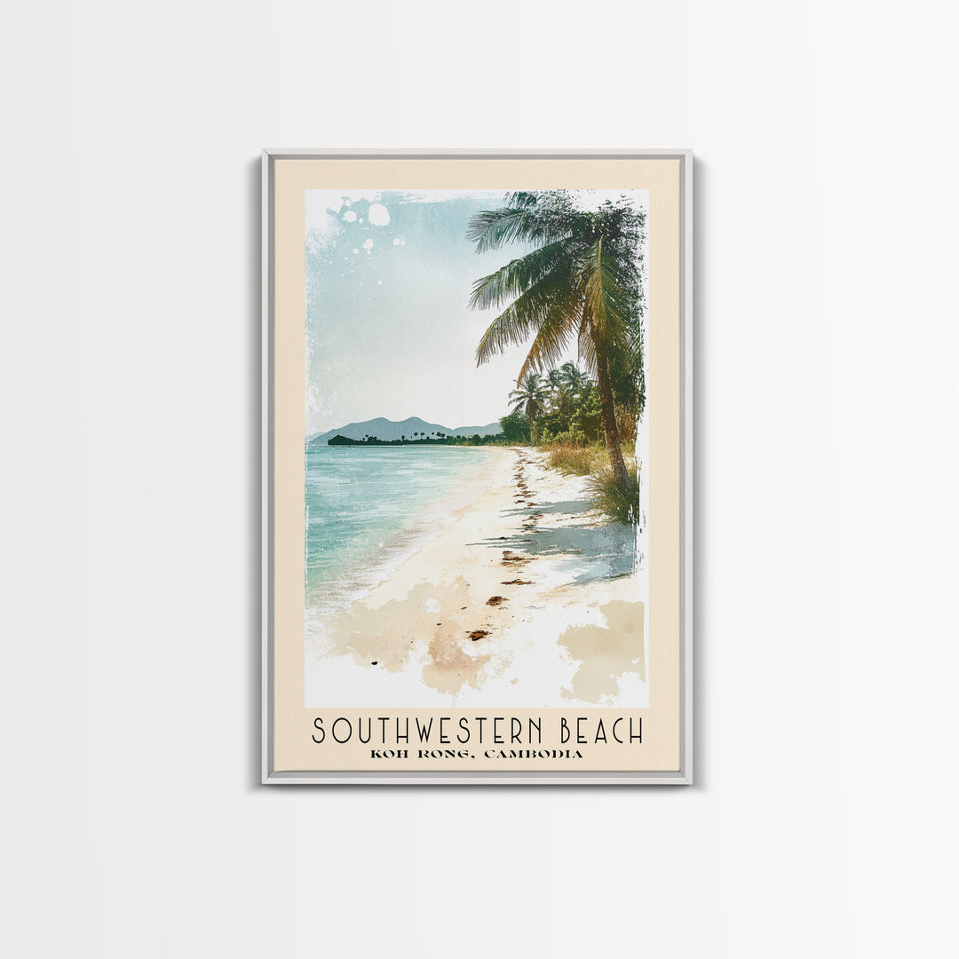 Southwestern Beach, Koh Rong, Cambodia Watercolor Beach Print, Vacation Gift, Koh Rong, Cambodia Wall Art, Beach Painting, Beach Decor, Beach Painting