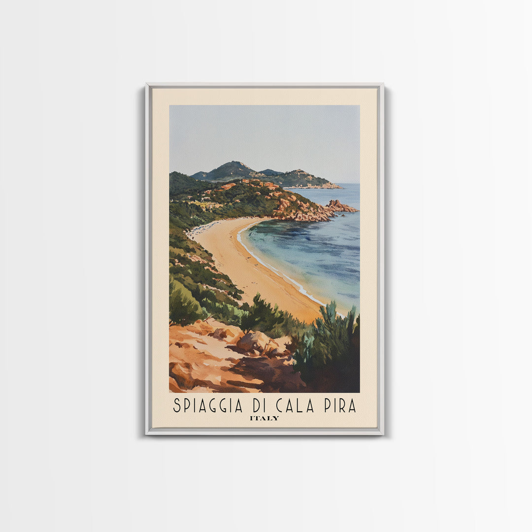 Spiaggia di Cala Pira, Italy Watercolor Print, Vacation Gift, Italy Wall Art, Beach Painting, Beach Decor, Beach Or Lakehouse Art