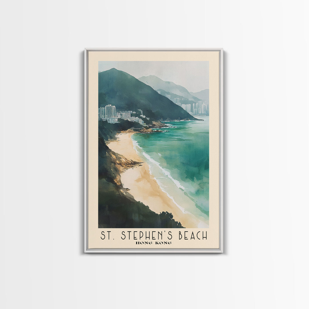 St. Stephen's Beach, Hong Kong Watercolor Print, Vacation Gift, Hong Kong Wall Art, Beach Painting, Beach Decor, Beach Or Lakehouse Art