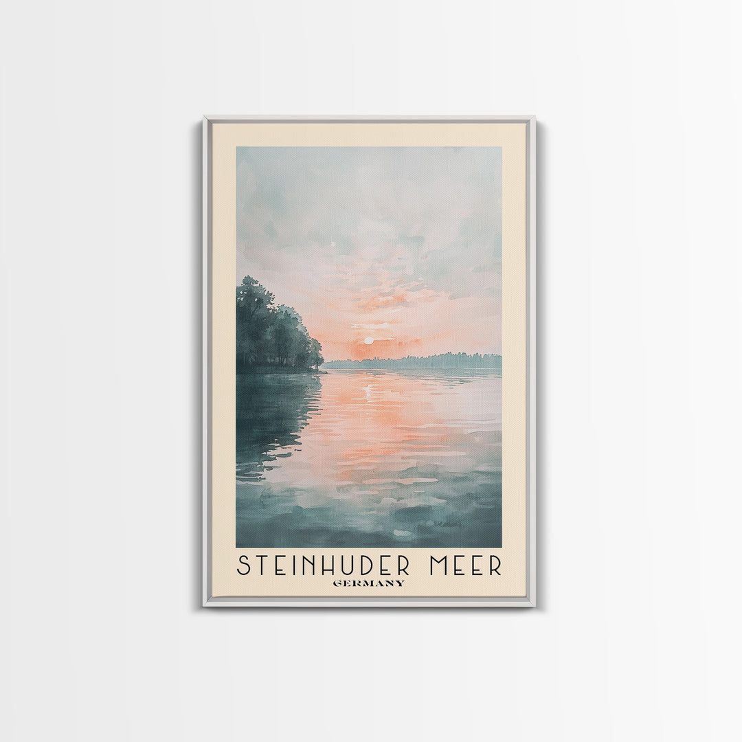 Steinhuder Meer, Germany Watercolor Beach Print, Vacation Gift, Germany Wall Art, Framed Canvas Print, Framed Beach Painting