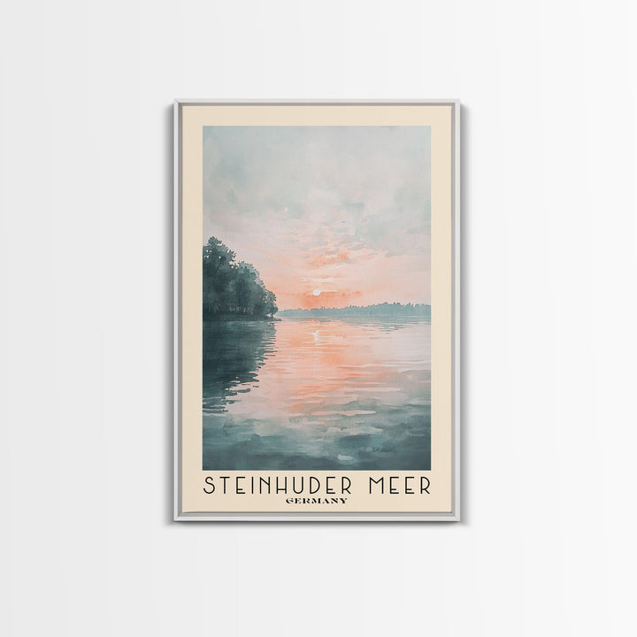 Steinhuder Meer, Germany Watercolor Beach Print, Vacation Gift, Germany Wall Art, Framed Canvas Print, Framed Beach Painting