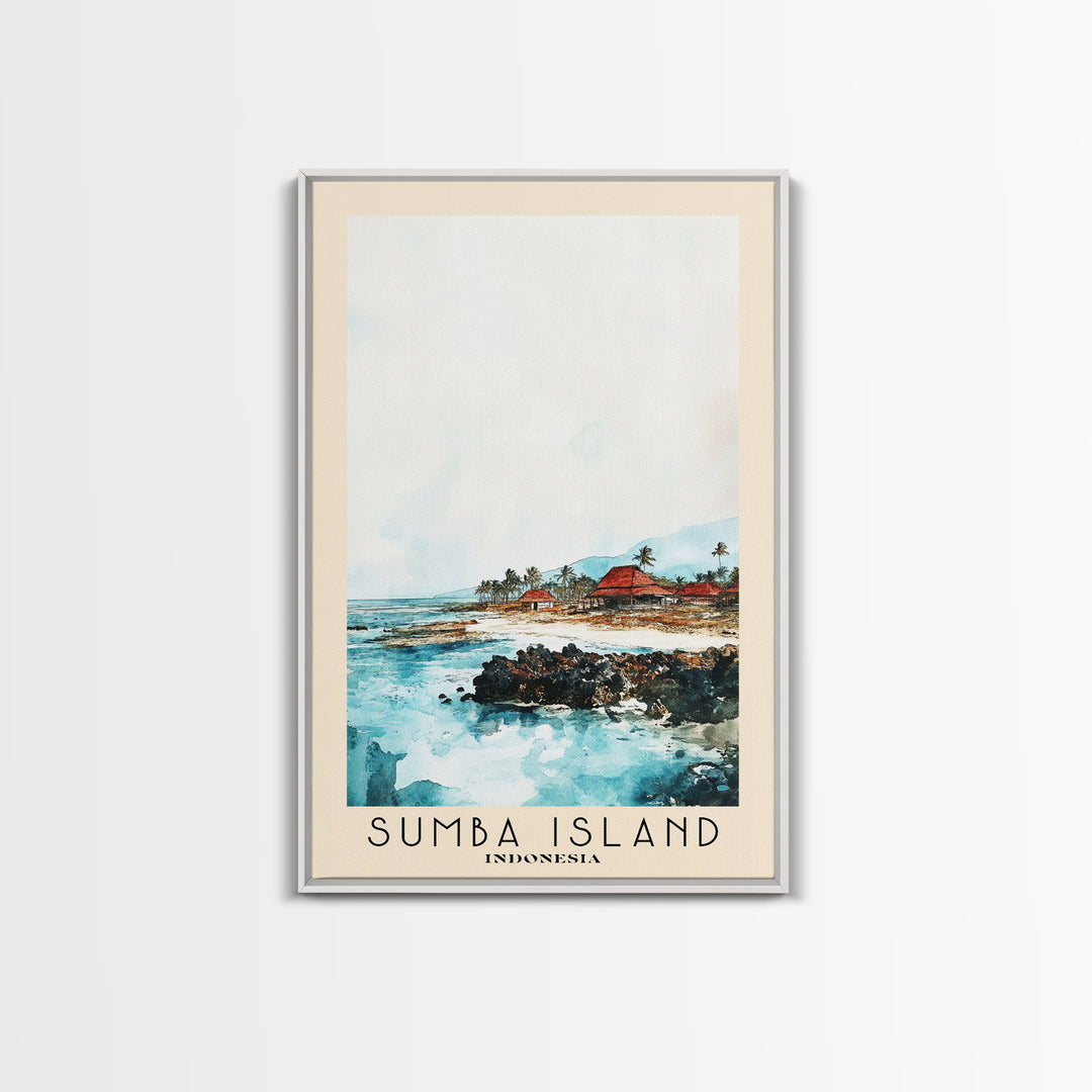 Sumba Island, Indonesia Watercolor Print, Vacation Gift, Indonesia Wall Art, Beach Painting, Beach Decor, Beach Or Lakehouse Art