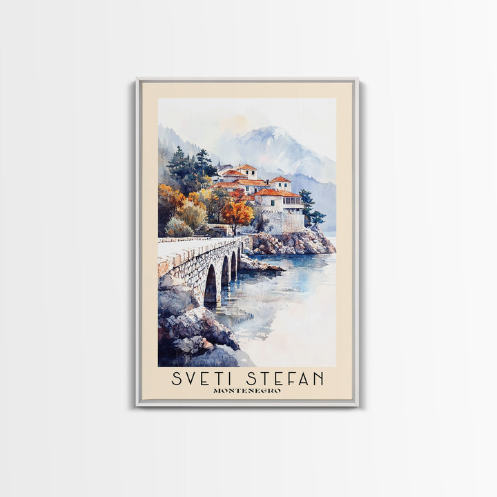 Sveti Stefan, Montenegro Watercolor Print, Vacation Gift, Montenegro Wall Art, Vacation Wall Art, Vacatation Memories, Beach Decor, Beach Or Lakehouse Art