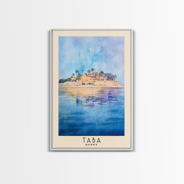 Taba, Egypt Watercolor Print, Vacation Gift, Egypt Wall Art, Beach Painting, Beach Decor, Large Wall Art, Wood Frame Art