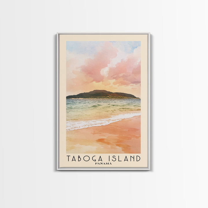 Taboga Island, Panamá Watercolor Beach Print, Vacation Gift, Panamá Wall Art, Framed Canvas Print, Framed Beach Painting