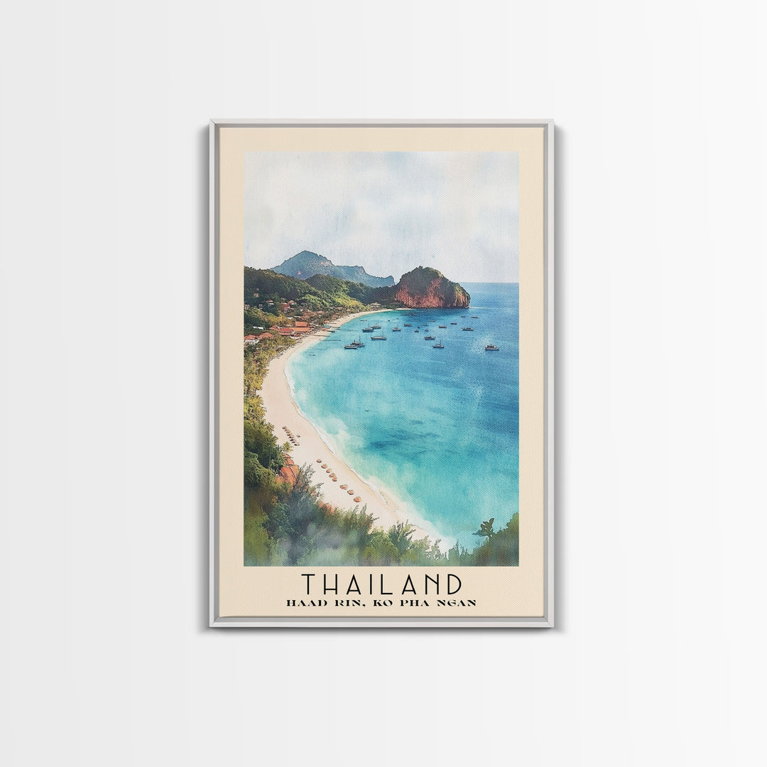 Thailand, Haad Rin, Ko Pha Ngan Watercolor Print, Vacation Gift, Haad Rin, Ko Pha Ngan Wall Art, Beach Painting, Beach Decor, Beach Or Lakehouse Art