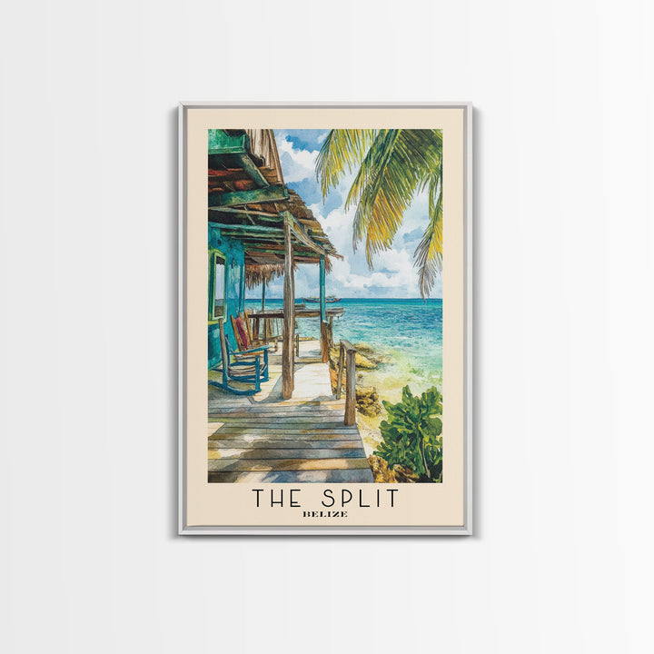 The Split, Belize Watercolor Beach Print, Vacation Gift, Belize Wall Art, Beach Painting, Beach Decor, Beach Painting