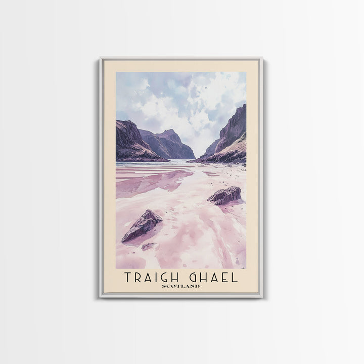 Traigh Ghael, Scotland Watercolor Print, Vacation Gift, Scotland Wall Art, Beach Painting, Beach Decor, Large Wall Art, Wood Frame Art