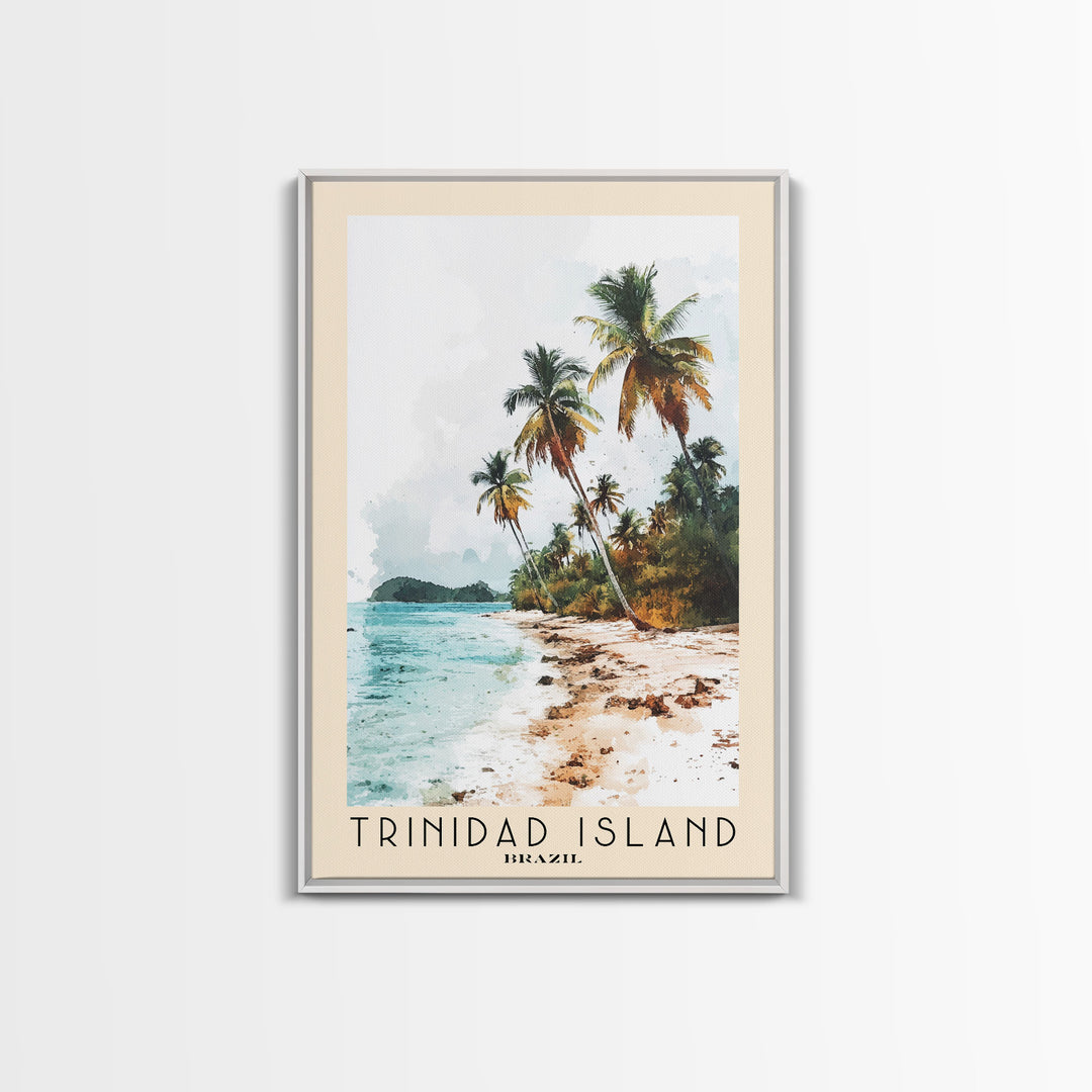 Trinidad Island, Brazil Watercolor Print, Vacation Gift, Brazil Wall Art, Beach Painting, Beach Decor, Large Wall Art, Wood Frame Art