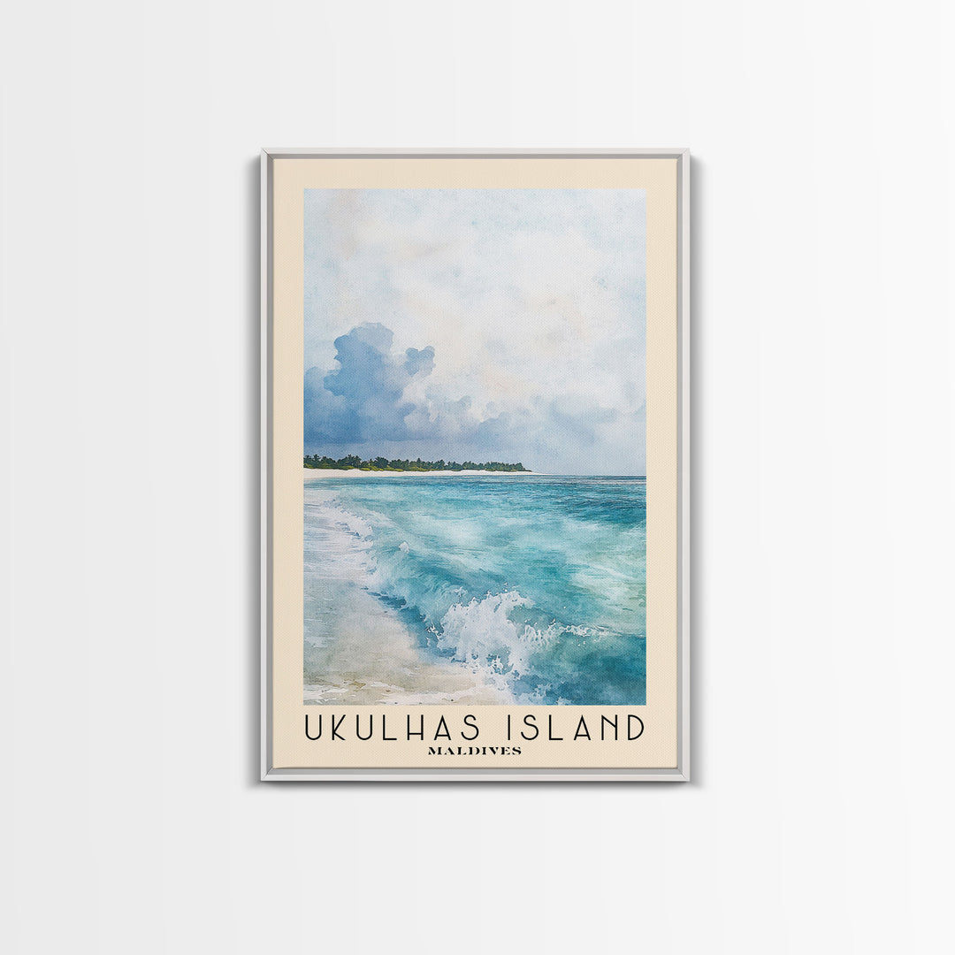 Ukulhas Island, Maldives Watercolor Print, Vacation Gift, Maldives Wall Art, Vacation Wall Art, Vacatation Memories, Beach Decor, Beach Or Lakehouse Art