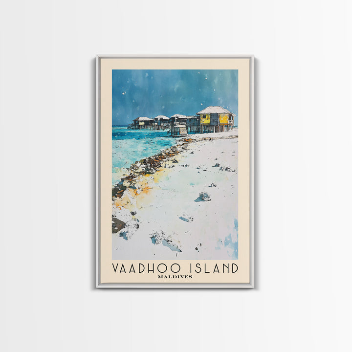 Vaadhoo Island, Maldives Watercolor Print, Vacation Gift, Maldives Wall Art, Beach Painting, Beach Decor, Large Wall Art, Wood Frame Art