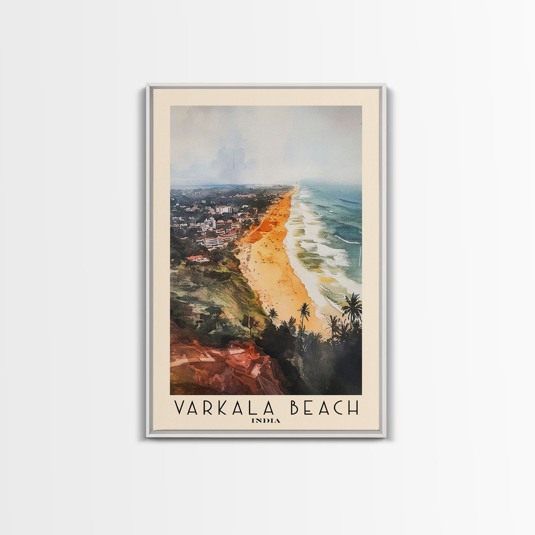 Varkala Beach, India Watercolor Print, Vacation Gift, India Wall Art, Vacation Wall Art, Vacatation Memories, Beach Decor, Beach Or Lakehouse Art