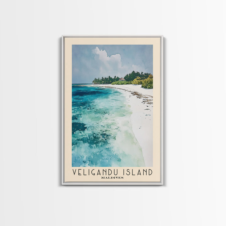 Veligandu Island, Maldives Watercolor Beach Print, Vacation Gift, Maldives Wall Art, Beach Painting, Beach Decor, Beach Painting