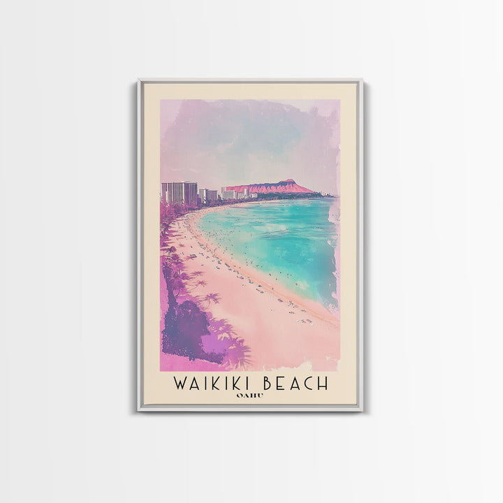 Waikiki Beach, Oahu Watercolor Print, Vacation Gift, Oahu Wall Art, Beach Painting, Beach Decor, Beach Or Lakehouse Art