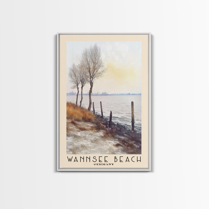 Wannsee Beach, Germany Watercolor Print, Vacation Gift, Germany Wall Art, Beach Painting, Beach Decor, Beach Or Lakehouse Art