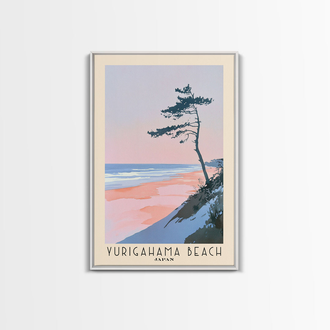 Yurigahama Beach, Japan Watercolor Beach Print, Vacation Gift, Japan Wall Art, Beach Painting, Beach Decor, Beach Painting