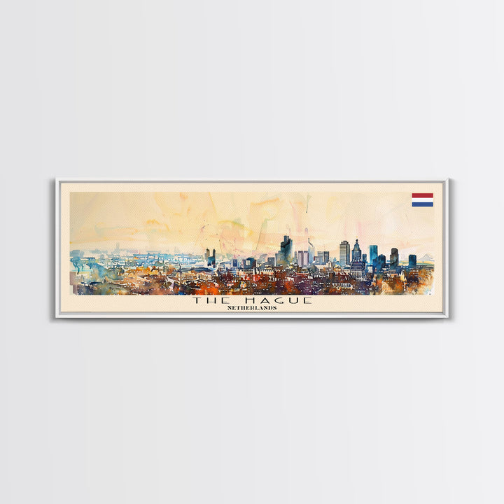 The Hague Netherlands Travel Print Wall Art, Panoramic City Art, Travel Art, Wall Decor, Vacation Gift, Framed Canvas Print Or Metal Art