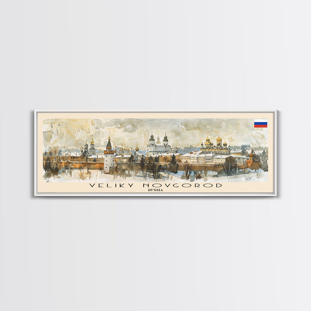 Veliky Novgorod Russia Wall Art, Panoramic Travel Poster, Panoramic Framed Canvas Print, City Wall Art, Wall Hanging Home Decor, Travel Art