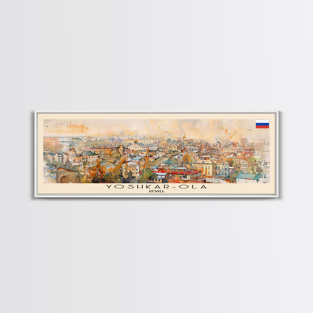 Yoshkar Ola Russia Panoramic Travel Poster, Framed Canvas Print or Metal Wall Art, Travel Art, Home Decor, Panoramic Painting, Midcentury Art