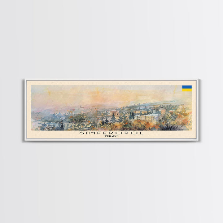 Simferopol Ukraine Panoramic Travel Poster, Framed Canvas Print or Metal Wall Art, Travel Art, Home Decor, Panoramic Painting, Midcentury Art