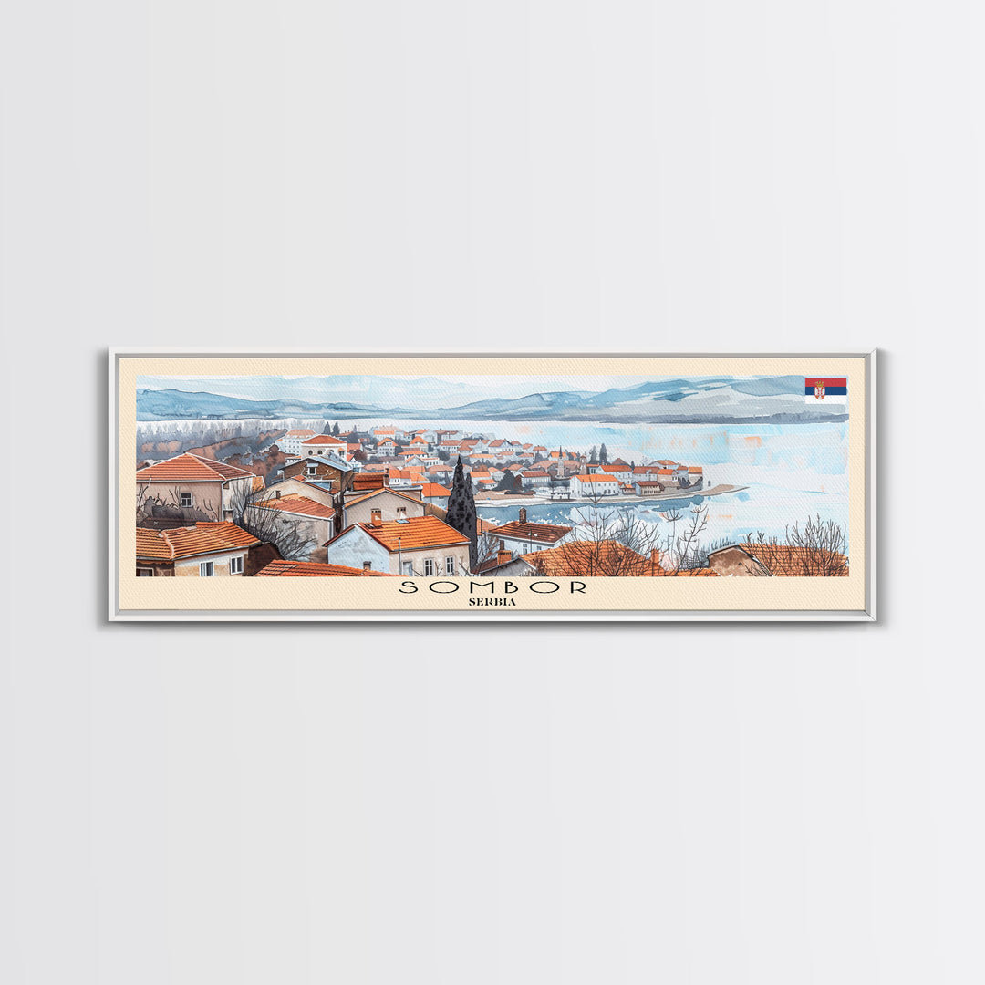 Sombor Serbia Travel Print Wall Art, Panoramic City Art, Travel Art, Wall Decor, Vacation Gift, Framed Canvas Print Or Metal Art