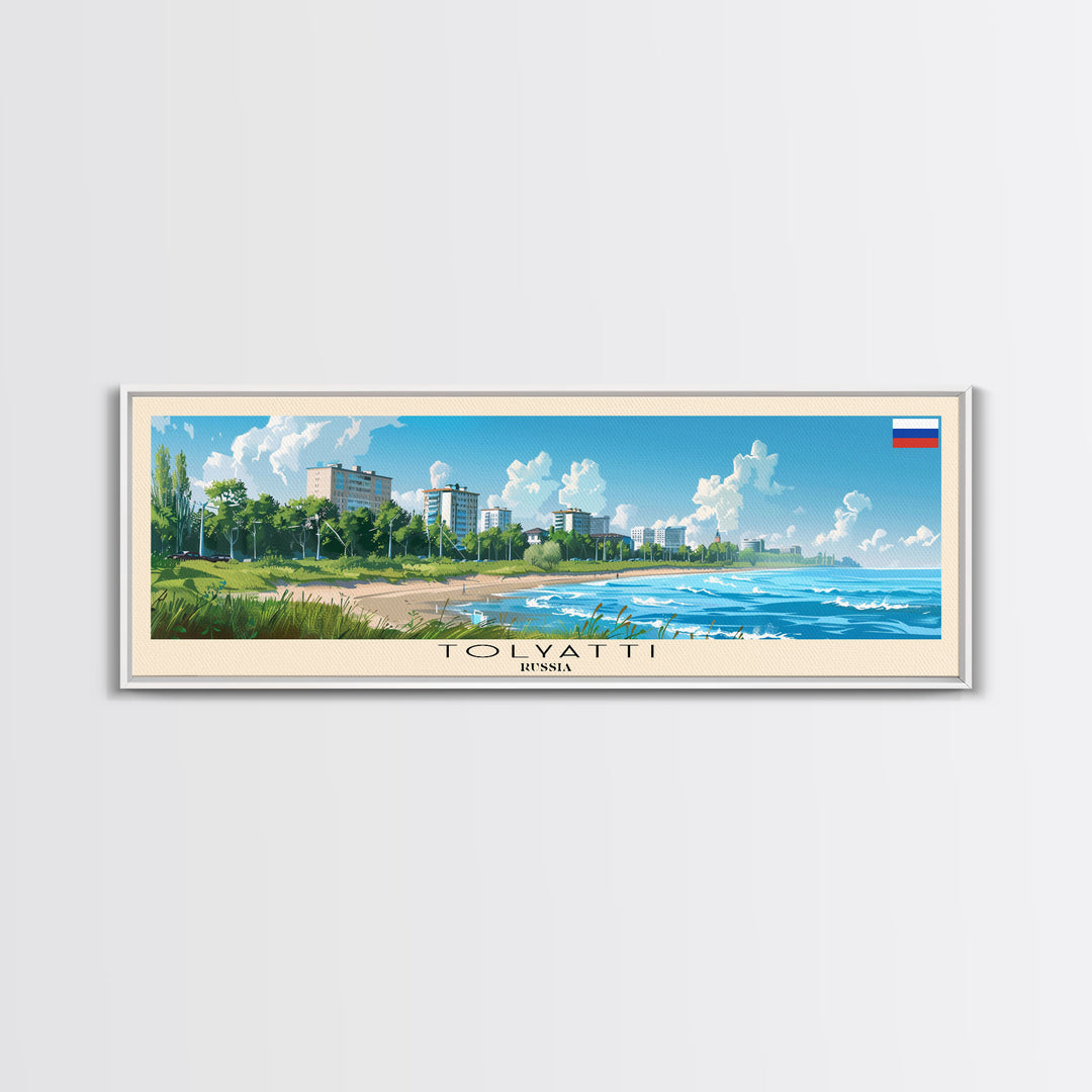 Tolyatti Russia Panoramic Travel Poster, Framed Canvas Print or Metal Wall Art, Travel Art, Home Decor, Panoramic Painting, Midcentury Art