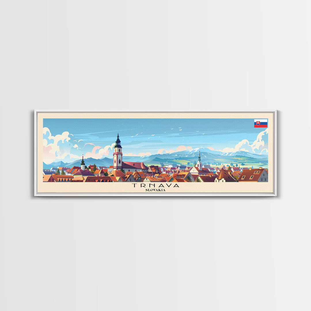 Trnava Slovakia Wall Art, Panoramic Travel Poster, Panoramic Framed Canvas Print, City Wall Art, Wall Hanging Home Decor, Travel Art