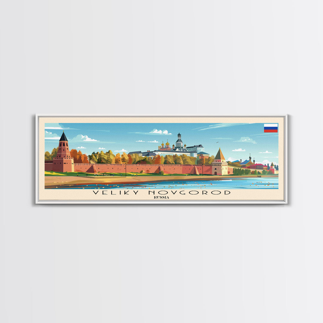 Veliky Novgorod Russia Wall Art, Panoramic Travel Poster, Panoramic Framed Canvas Print, City Wall Art, Wall Hanging Home Decor, Travel Art