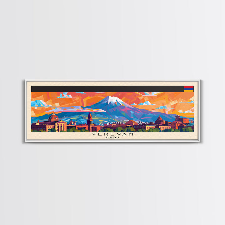 Yerevan Armenia Travel Art, City Art, Framed Canvas Print or Metal Wall Art, Europe Travel Poster, Panoramic Wall Art, Extra Wide Wall Art