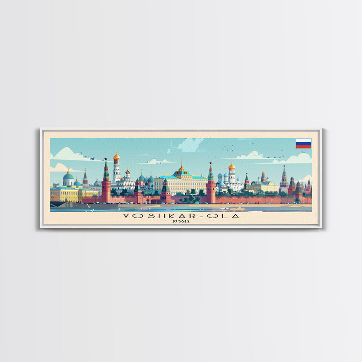 Yoshkar Ola Russia Panoramic Travel Poster, Framed Canvas Print or Metal Wall Art, Travel Art, Home Decor, Panoramic Painting, Midcentury Art