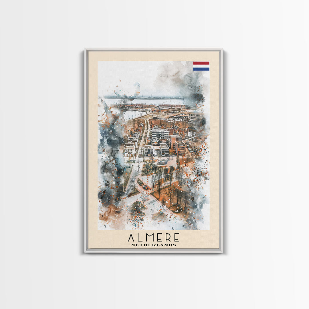 Almere Netherlands Modern City Travel Poster Art, Framed Canvas Print, Unique Wall Art for Living Room, Bedroom Decor, Home Decoration