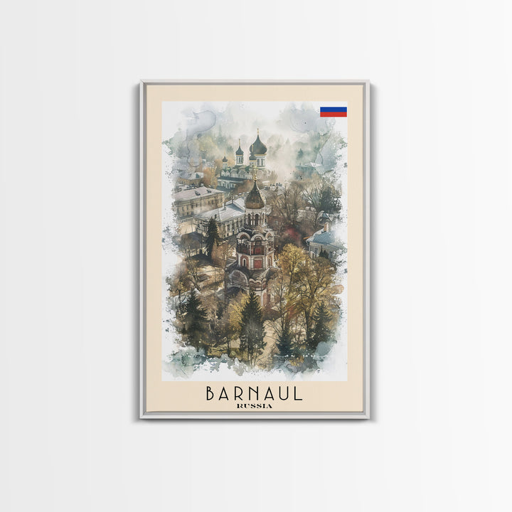 Barnaul Russia Travel Poster Framed Canvas Print, Wall Art, Home Decor, Abstract Painting, Living Room Art, Vacation Gift