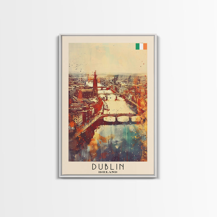 Vibrant Dublin, Ireland Framed Canvas Print. Perfect Wall Art for Living Room or Bedroom Decor, Captivating Travel Poster Art.