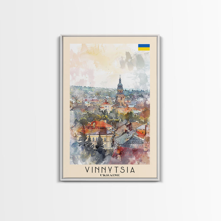 Vinnytsia Ukraine Travel Poster Framed Canvas Print, Watercolor Painting, Scenic Wall Art, Home Decor, Ukrainian Landscape, Classic Art